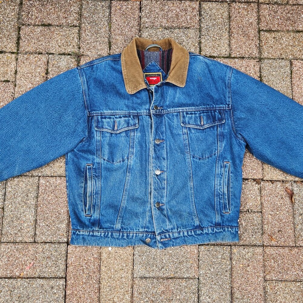 Vintage Wrangler Hero Denim Jacket Blanket Lined Size M